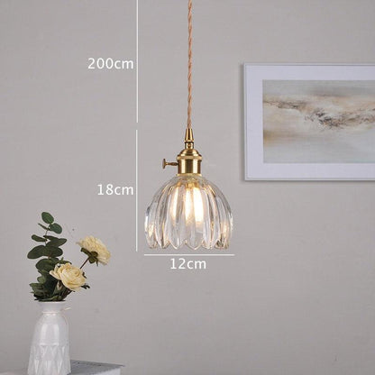 Small Glass Flower Pendant Lamp with LED Bulb