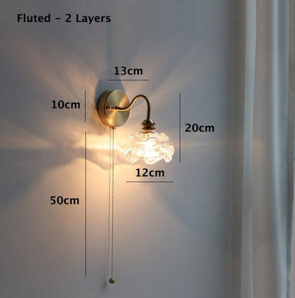 Beautiful Glass Floral Wall Lamp with LED Bulb