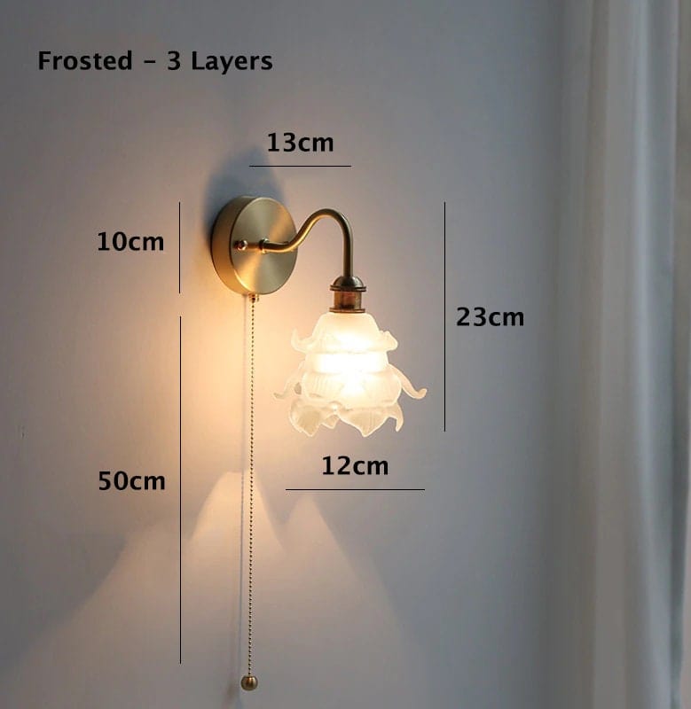 Beautiful Glass Floral Wall Lamp with LED Bulb