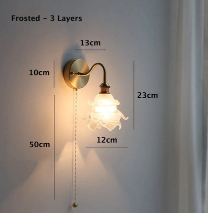 Beautiful Glass Floral Wall Lamp with LED Bulb