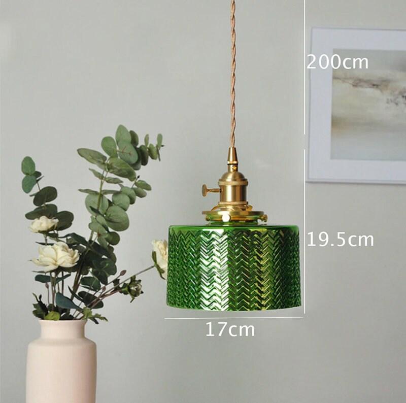 Sleek Green Glass Pendant Lamp with LED Light
