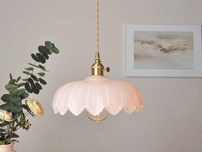 Elegant Glass Pendant Lamp with Bronze Metal Shade