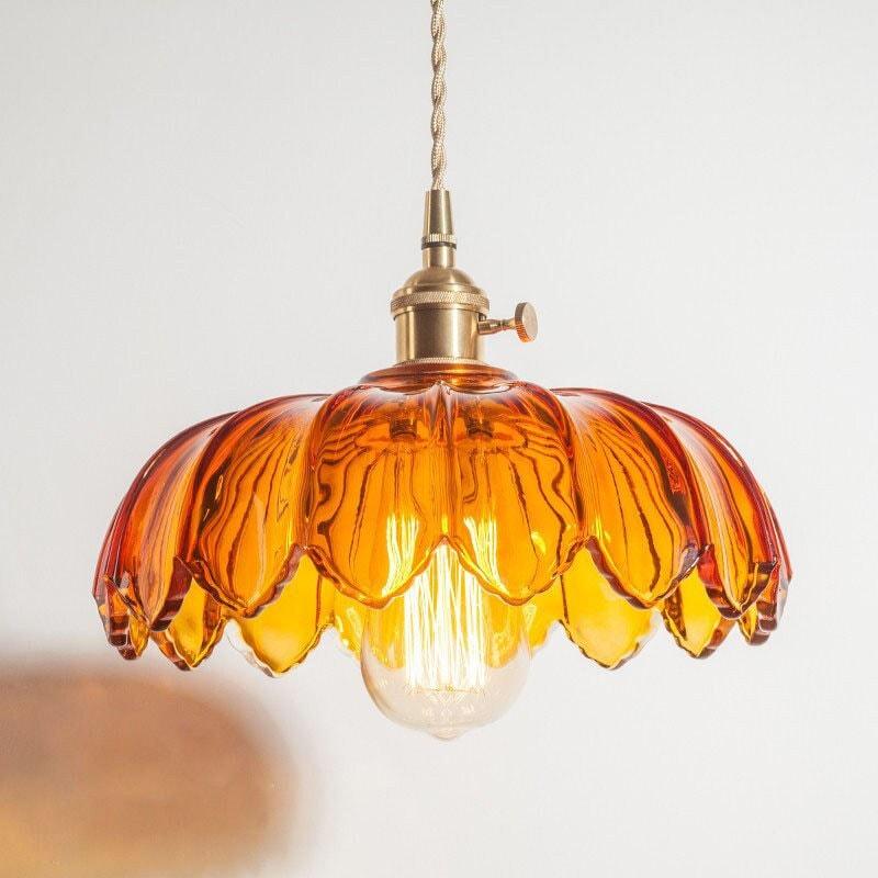 Elegant Glass Pendant Lamp with Bronze Metal Shade - BritishElegance
