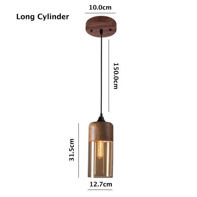 Rustic Metal LED Hanging Light with Wooden Accent
