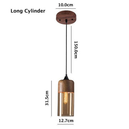 Rustic Metal LED Hanging Light with Wooden Accent