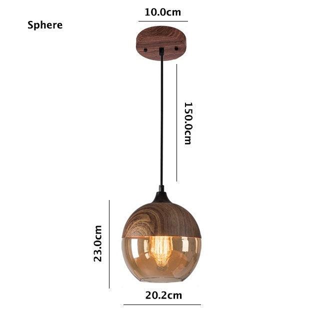 Rustic Metal LED Hanging Light with Wooden Accent