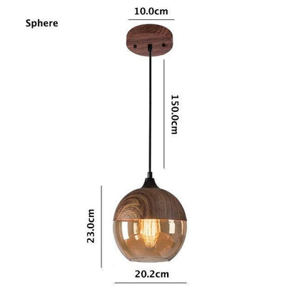 Rustic Metal LED Hanging Light with Wooden Accent