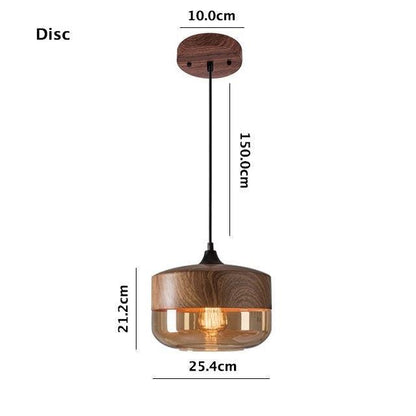 Rustic Metal LED Hanging Light with Wooden Accent