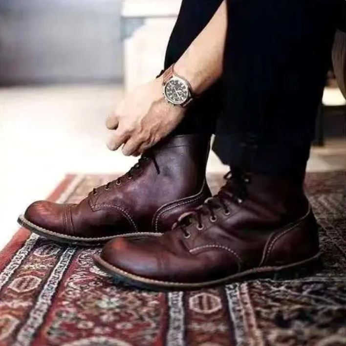 Men's Genuine Leather Ankle Boots - Timeless Style - BritishElegance