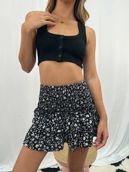 Paiton Mini Skirt | Smocked Waist with Ruffled Layers