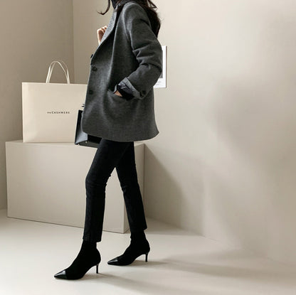 Slim Fit Grey Ladies Jacket with Pockets