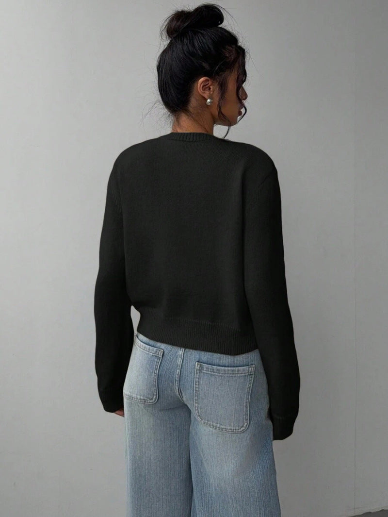 Women's Cropped Knit Cardigan Soft Knitwear Spring Style