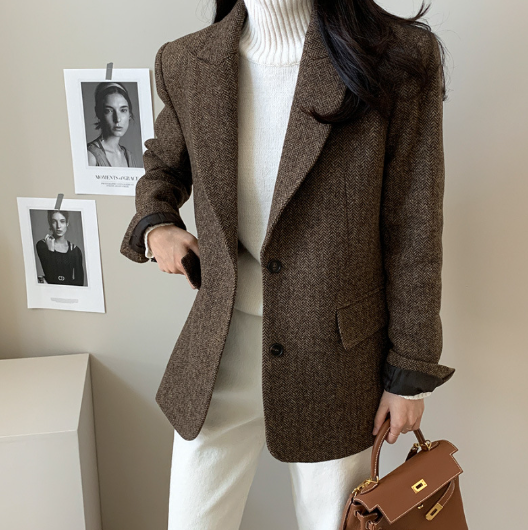 Slim Fit Grey Ladies Jacket with Pockets