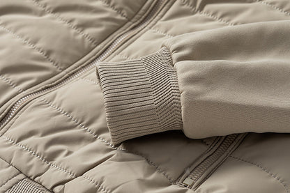 Men’s Hybrid Quilted Bomber Jacket with Ribbed Sleeves