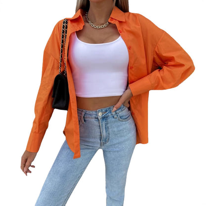 Angela | Women’s Oversized Cotton-Blend Shirt – Lightweight Button-Down Long Sleeve Top for Casual Outfits
