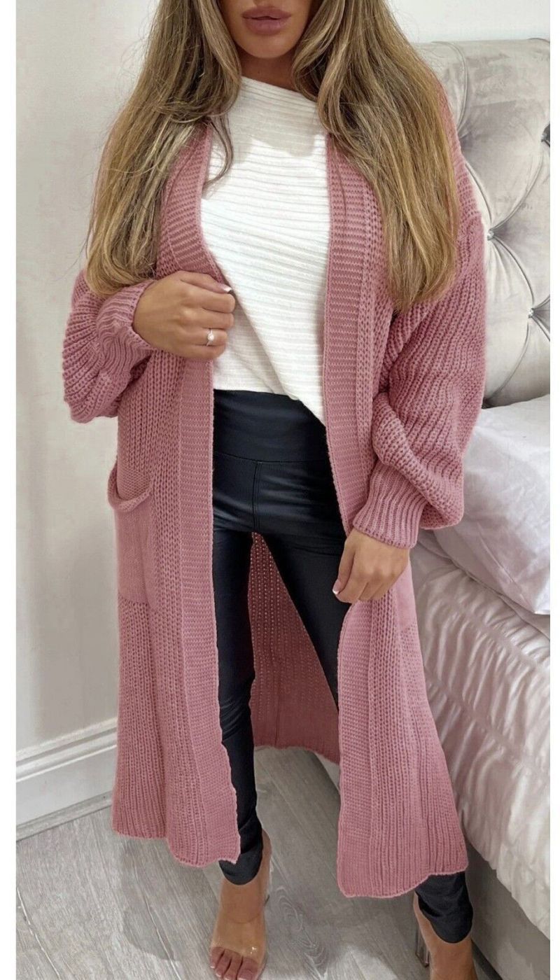 Women’s Cozy Cable Knit Longline Cardigan