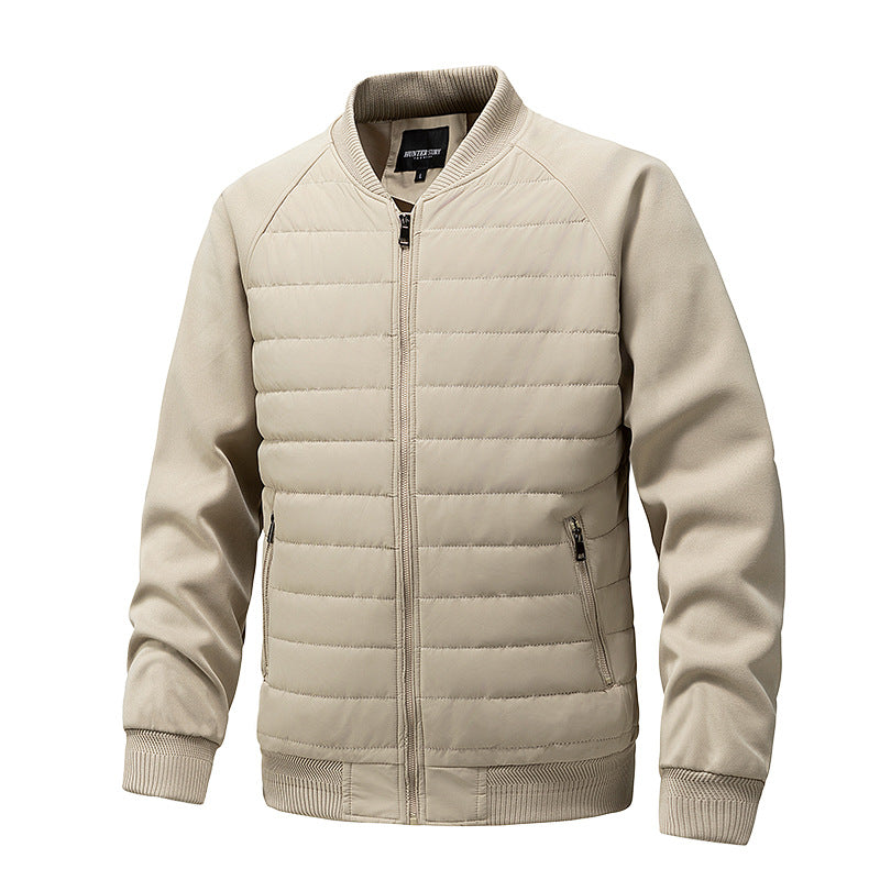 Men’s Hybrid Quilted Bomber Jacket with Ribbed Sleeves