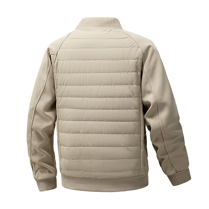 Men’s Hybrid Quilted Bomber Jacket with Ribbed Sleeves