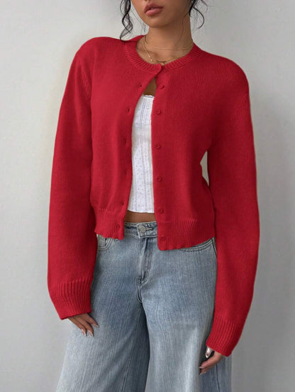 Women's Cropped Knit Cardigan Soft Knitwear Spring Style