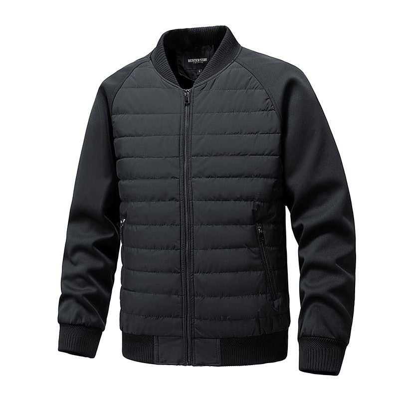 Men’s Hybrid Quilted Bomber Jacket with Ribbed Sleeves