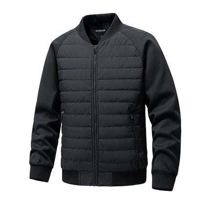 Men’s Hybrid Quilted Bomber Jacket with Ribbed Sleeves