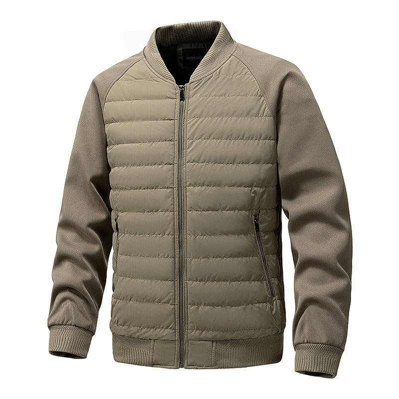 Men’s Hybrid Quilted Bomber Jacket with Ribbed Sleeves