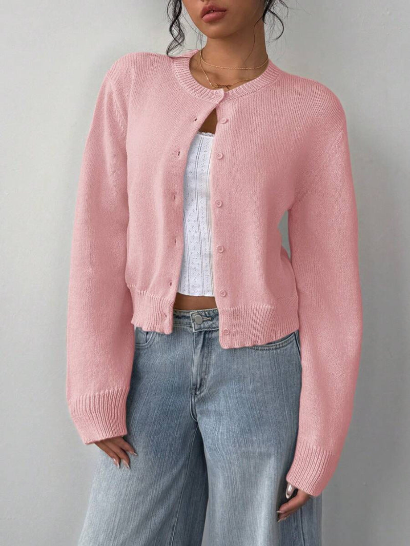 Women's Cropped Knit Cardigan Soft Knitwear Spring Style