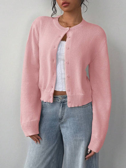 Women's Cropped Knit Cardigan Soft Knitwear Spring Style