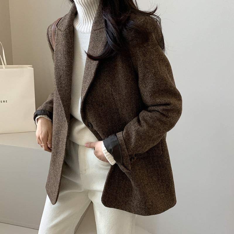 Slim Fit Grey Ladies Jacket with Pockets