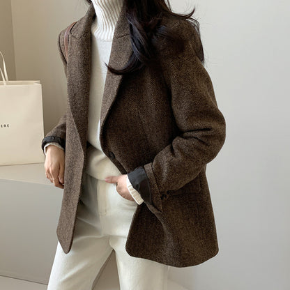Slim Fit Grey Ladies Jacket with Pockets