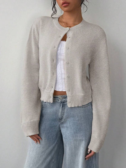 Women's Cropped Knit Cardigan Soft Knitwear Spring Style