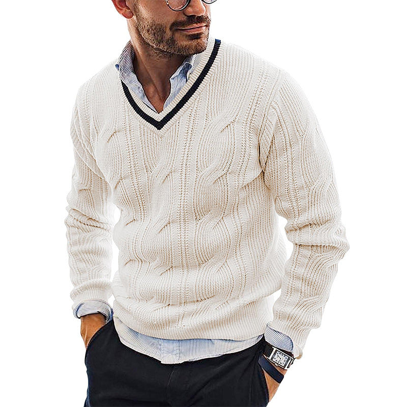White V Neck Singlet Sweater Men