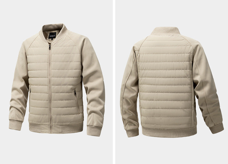 Men’s Hybrid Quilted Bomber Jacket with Ribbed Sleeves