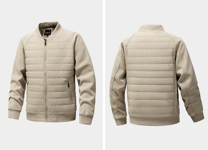 Men’s Hybrid Quilted Bomber Jacket with Ribbed Sleeves