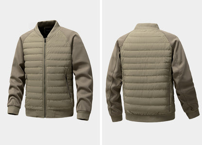 Men’s Hybrid Quilted Bomber Jacket with Ribbed Sleeves