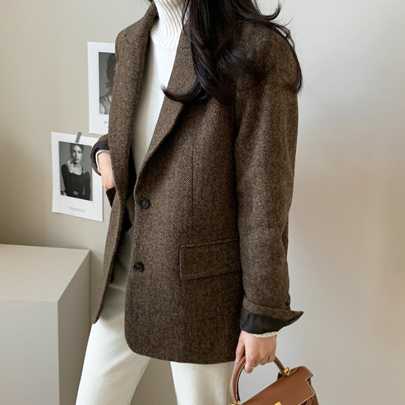 Slim Fit Grey Ladies Jacket with Pockets
