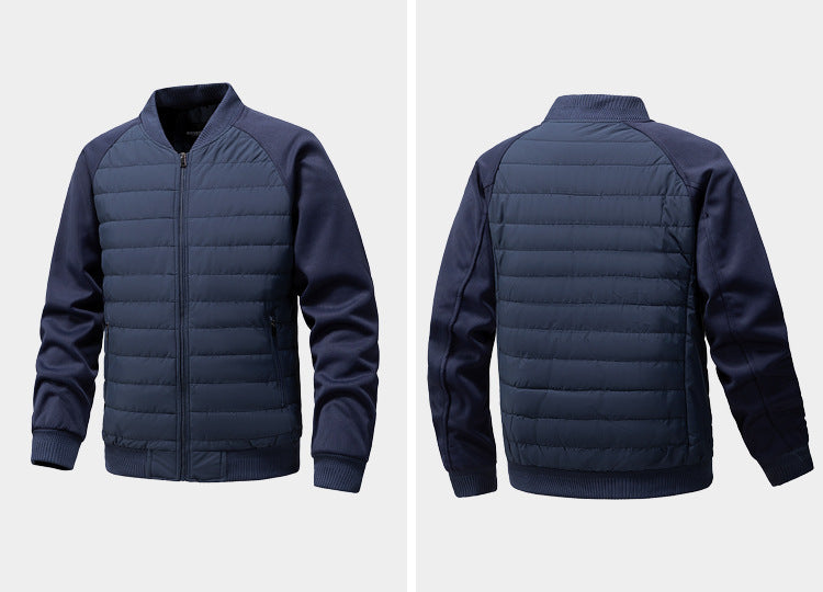 Men’s Hybrid Quilted Bomber Jacket with Ribbed Sleeves