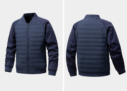 Men’s Hybrid Quilted Bomber Jacket with Ribbed Sleeves