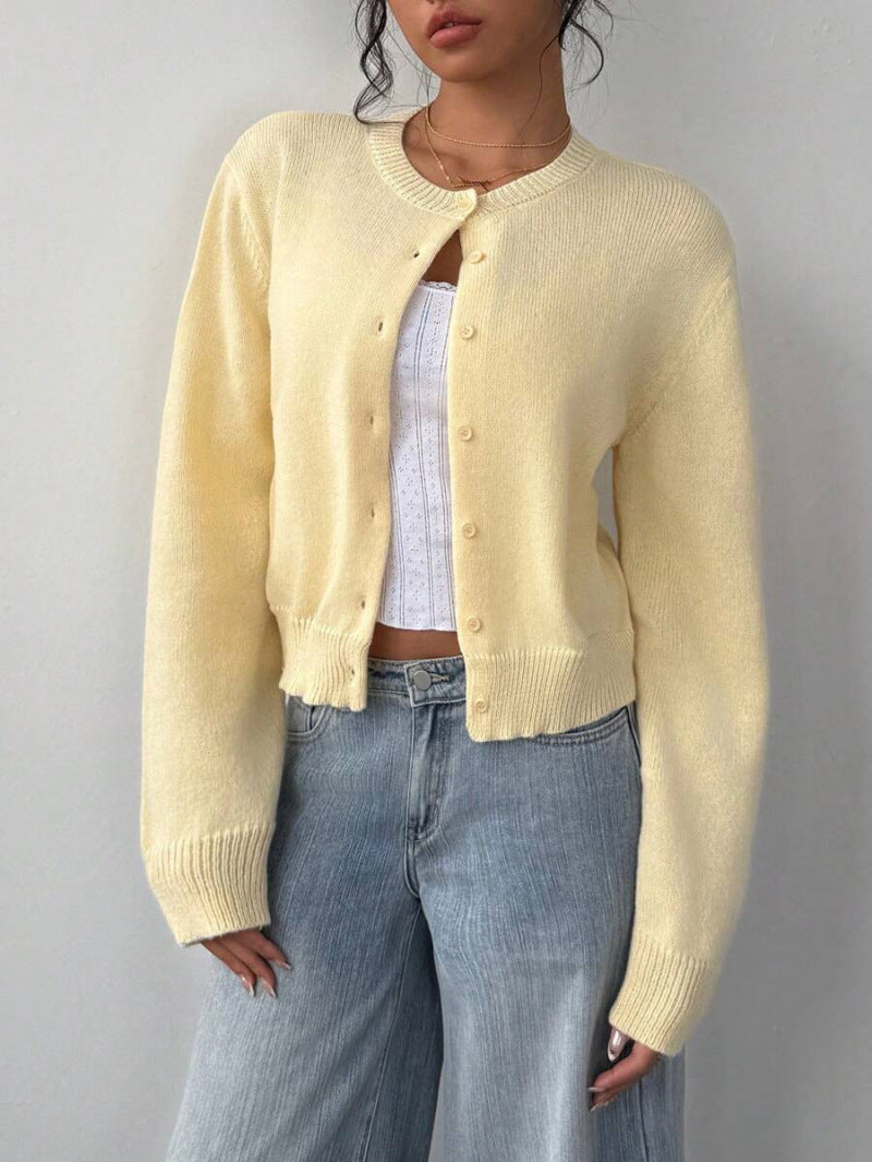 Women's Cropped Knit Cardigan Soft Knitwear Spring Style