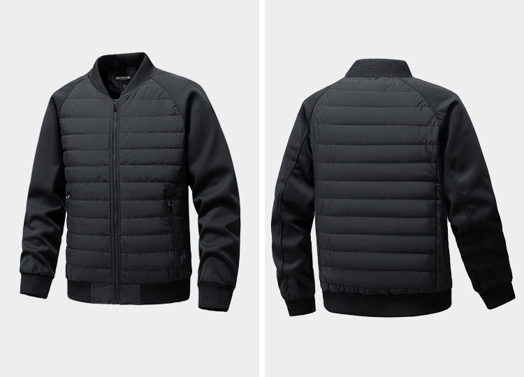 Men’s Hybrid Quilted Bomber Jacket with Ribbed Sleeves