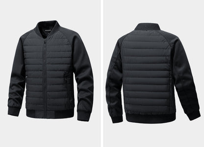 Men’s Hybrid Quilted Bomber Jacket with Ribbed Sleeves