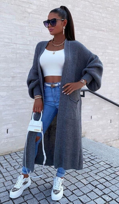 Women’s Cozy Cable Knit Longline Cardigan