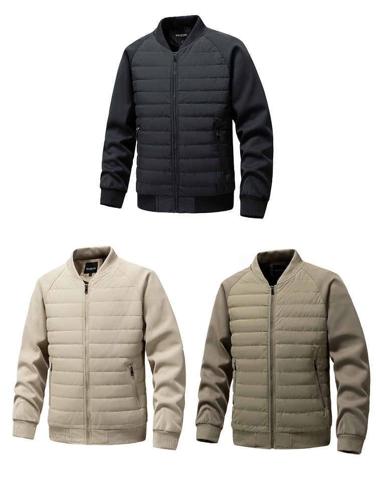 Men’s Hybrid Quilted Bomber Jacket with Ribbed Sleeves