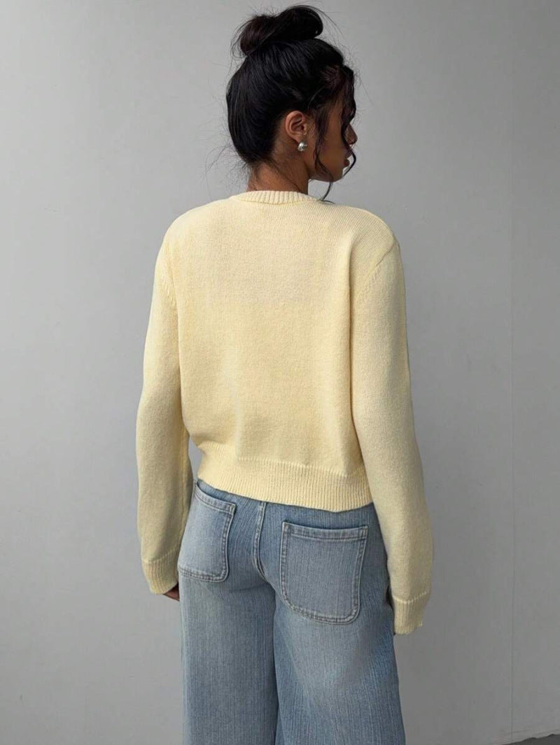 Women's Cropped Knit Cardigan Soft Knitwear Spring Style