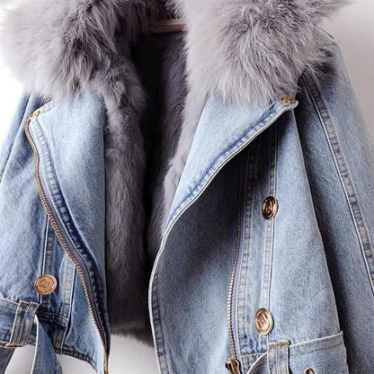Faux Fur Lined Denim Jacket for Women