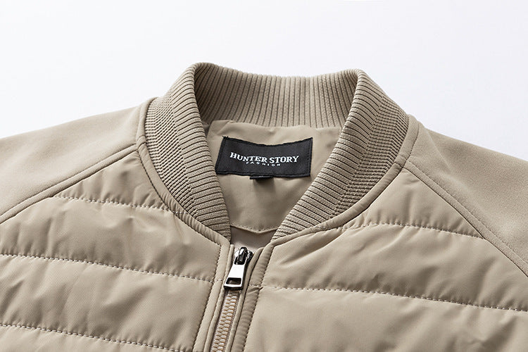 Men’s Hybrid Quilted Bomber Jacket with Ribbed Sleeves