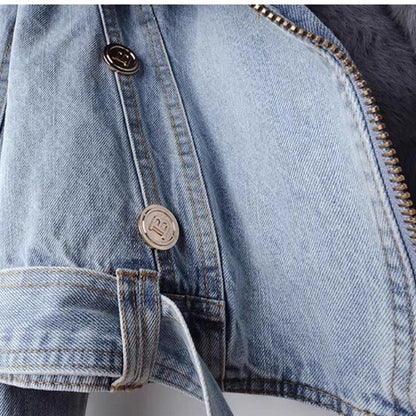 Faux Fur Lined Denim Jacket for Women