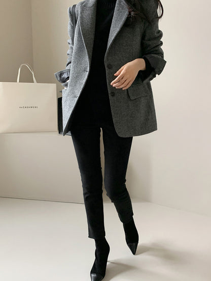 Slim Fit Grey Ladies Jacket with Pockets