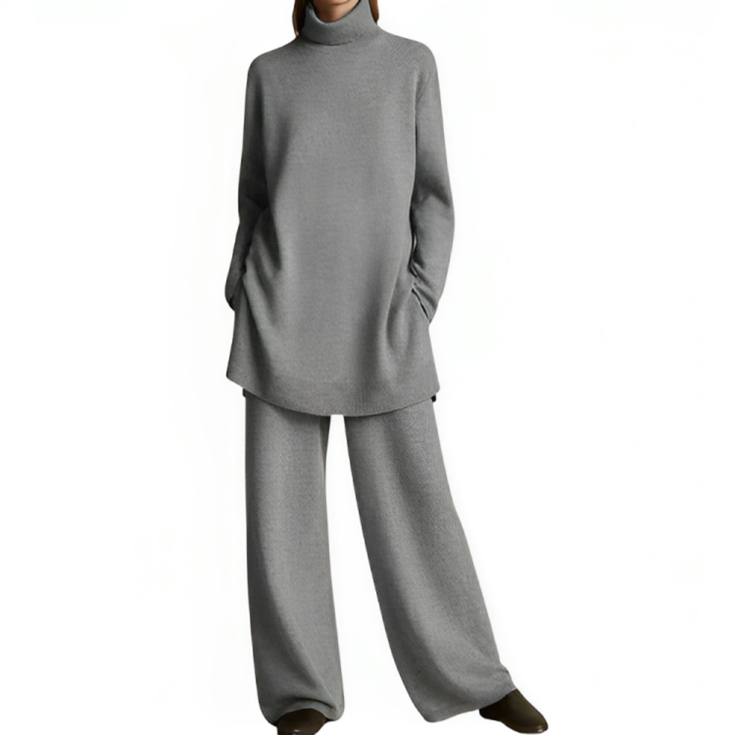 Relaxed Fit Crew Neck Jumpsuit Set for Women