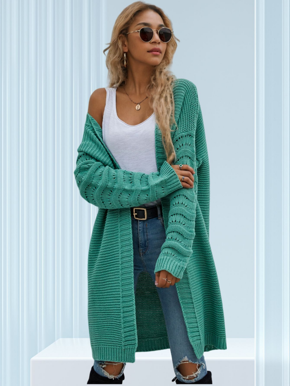 Cozy Oversized Open Front Women's Cardigan Sweater
